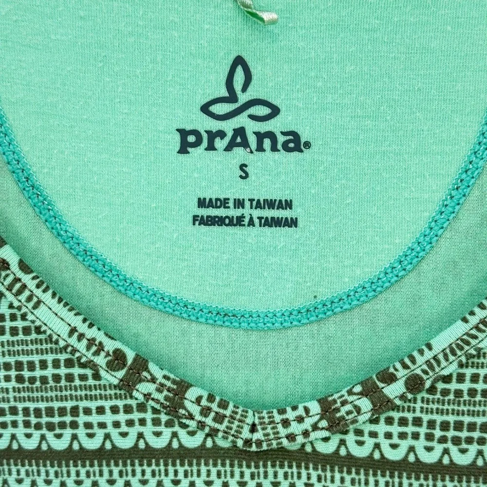 PRANA Jersey Athleisure Casual Dress • Small • green all-over-print • boho chic - Picture 6 of 7